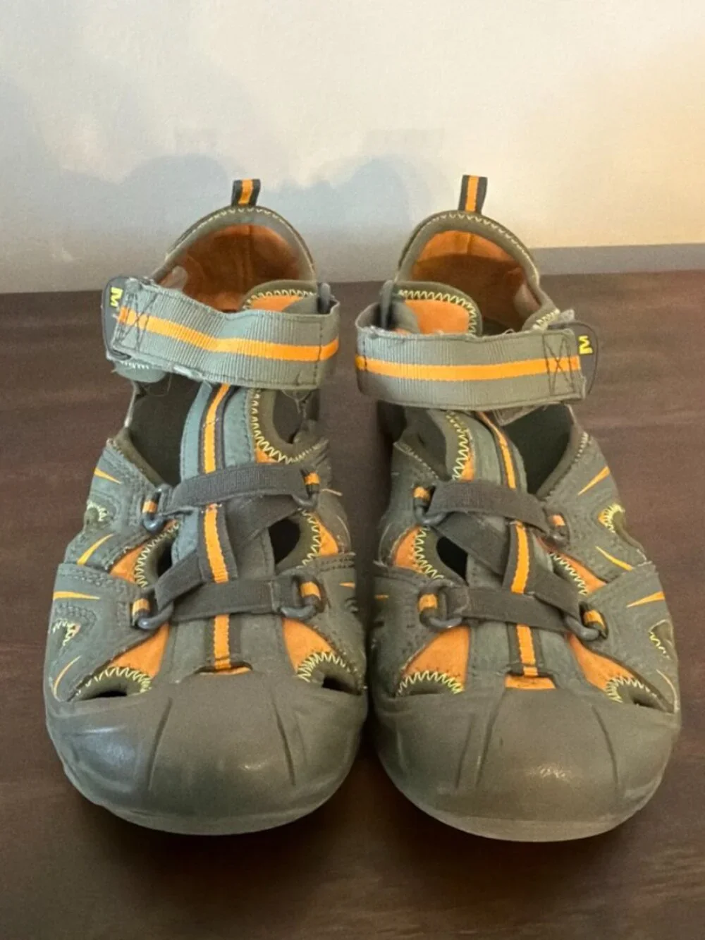 Merrell Boys Unisex Sandals Adventure Shoe Size 4W Green Orange Hydro Hiker